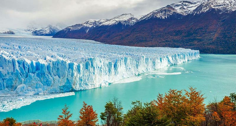 drone shot of argentina glacier
